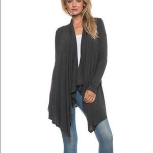 belleamejanice Sweaters - Solid Rayon Jersey Long Sleeve Cascade Cardigan belleamejanice Sweaters - Solid Rayon Jersey Long Sleeve Cascade Cardigan